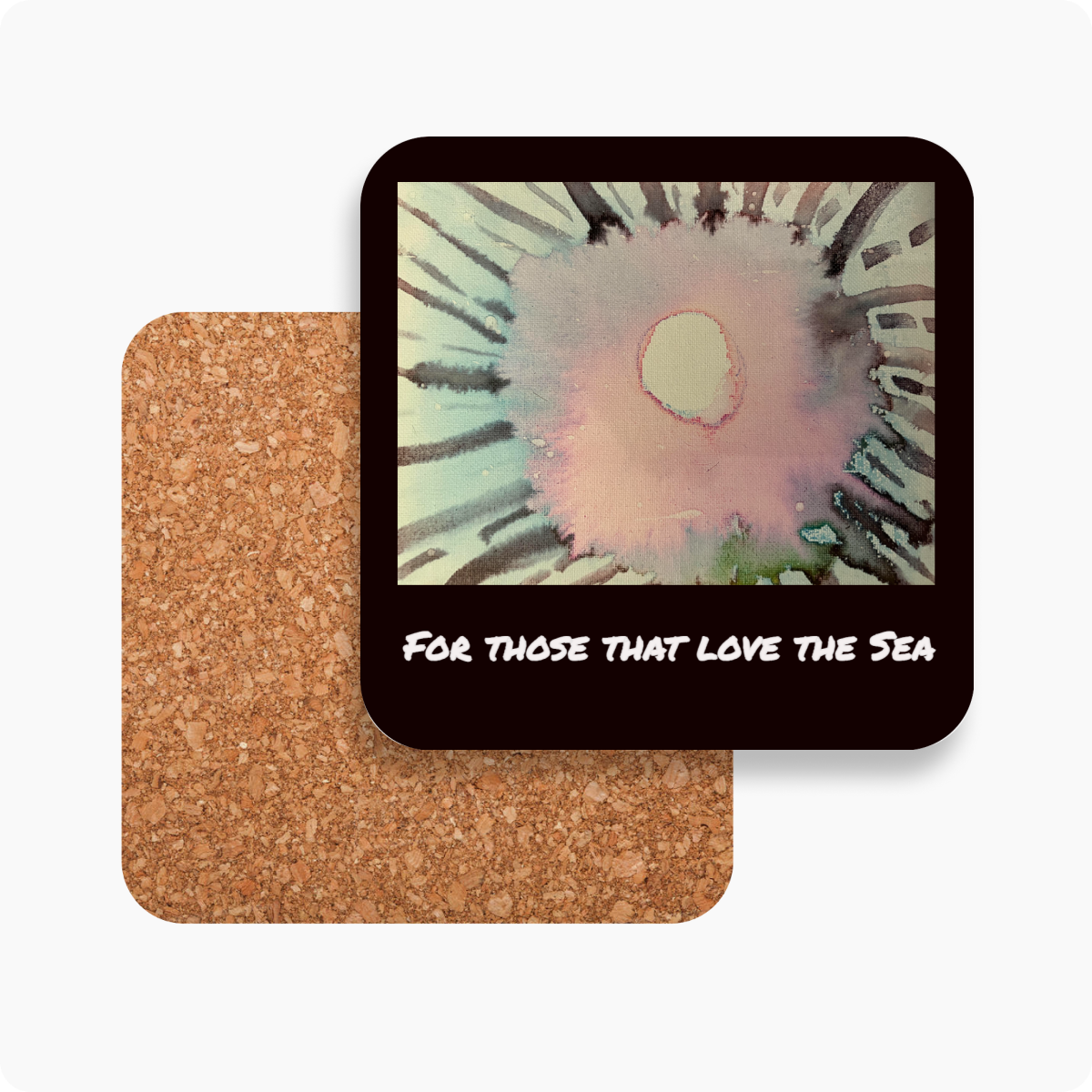 Cork and hardwood coasters