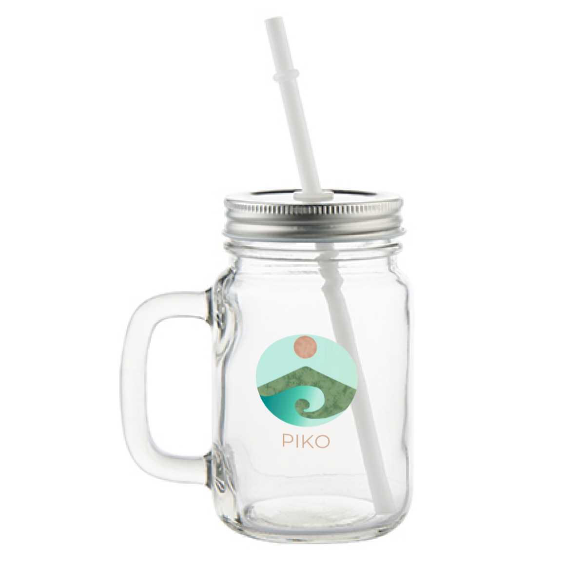 Clear glass mason jar with handle