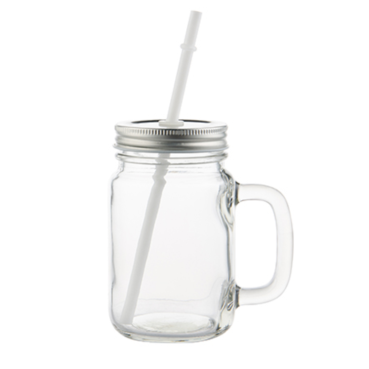 Clear glass mason jar with handle